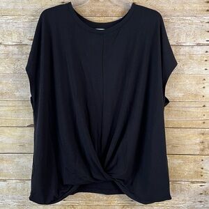 Time and Tru Top Black Gathered Front EUC Size XXXL 22 Short Sleeves